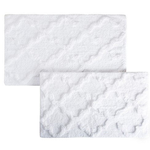 2pc Trellis Bath Mat Set White - Yorkshire Home: Cotton Tufted, Latex ...