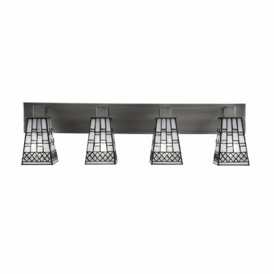 Toltec Lighting Apollo 4 - Light Vanity in  Graphite with 5" Square Pewter Art Glass Shade