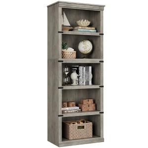 5 Tier Bookcase, Farmhouse Book Shelf with Storage, Tall Book Case Wooden 5 Shelf Bookcase for Home Office, Living Room, Bed Room - 1 of 4