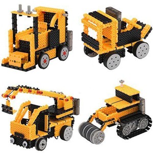 JuzToys 127pcs STEM Construction Trucks Building Toys – Motorized Cars Construction Kit with Remote, Educational Take Apart Toys for Kids – Yellow - 1 of 4