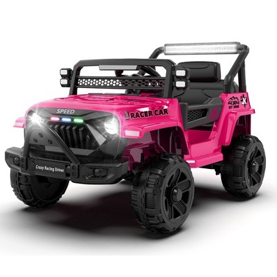 Lomsoe 12V Kids Ride-On Truck Car with Remote Control, 2WD, Shock Absorption, USB/MP3, Bluetooth, LED Lighting