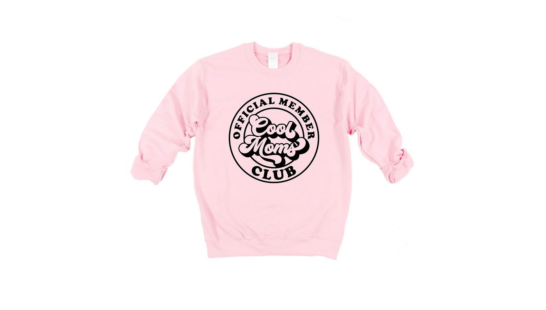 Simply Sage Market Women's Graphic Sweatshirt Official Member Cool Moms Club - L - Light Pink