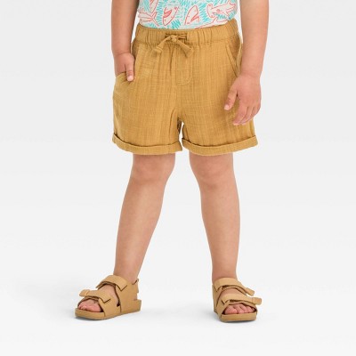 Image of Toddler Boys' Textured Pull-On Woven Above Knee Shorts - Cat & Jack™ Beige 18M