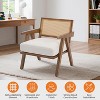homfan Accent Chair Sturdy Wood Legs, Rattan Backrest & Beige Thick Linen Cushion - 4 of 4