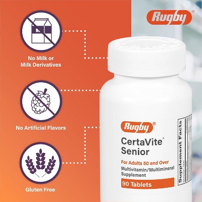 Rugby CertaVite Senior Multivitamin Supplement for Adults 50+ Tablets  90 Ct