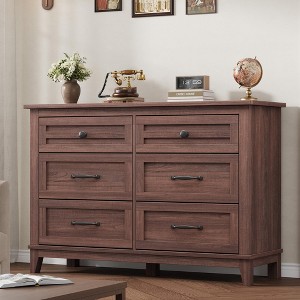 homfan 6 Dresser for Bedroom, 47" Wide Drawer Dresser with Storage Freestanding, Wooden Closet Storage Chest for Living Room, Bedroom, Entryway - 1 of 4