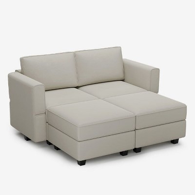 Belffin Modular Velvet Sleeper Sofa with Storage Seat (4 Seats + 4 Sides)