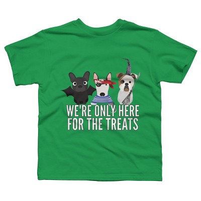 Boy's Design By Humans Dog Halloween - We're Only Here For The Treats By PedigreePrints T-Shirt