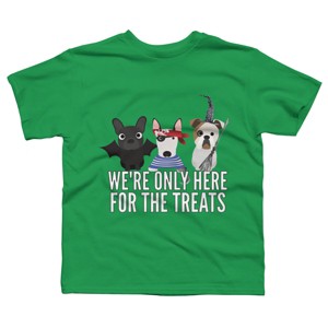 Boy's Design By Humans Dog Halloween - We're Only Here For The Treats By PedigreePrints T-Shirt - 1 of 3