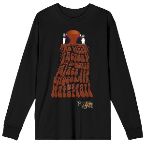 Willy Wonka Chocolate Waterfall Men's Black Long Sleeve Shirt - 1 of 1