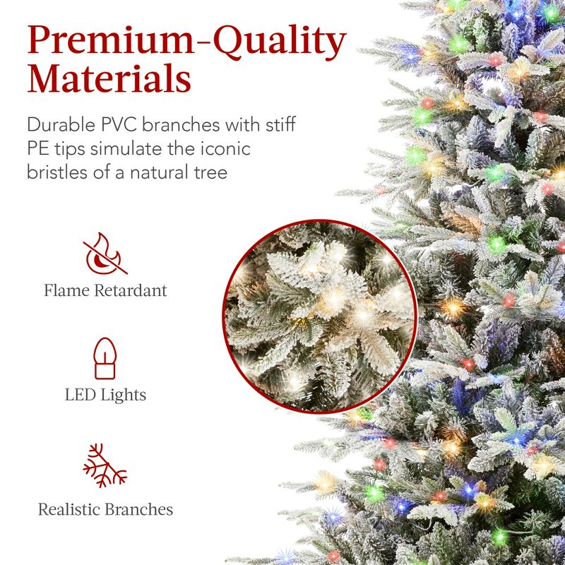 Best Choice Products Pre-Lit Flocked Artificial Aspen Noble Fir Christmas Tree w/ Branch Tips, LED Lights, 3 of 8