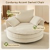 Whisen Corduroy Swivel Round Sofa Chair with Dual-layer Cushion Design and 3 Removable Pillows - 4 of 4