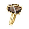 Ross-Simons 7.50 Carat Smoky Quartz and .10 ct. t.w. White Zircon Ring in 18kt Gold Over Sterling - 3 of 4