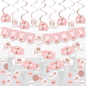 Big Dot of Happiness 1st Birthday Little Miss Onederful - Girl First Birthday Party Supplies Decoration Kit - Decor Galore Party Pack - 51 Pieces - 1 of 4