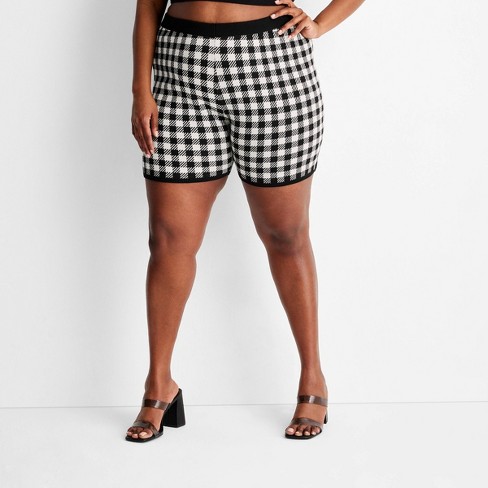 Women's Gingham Check Knit Biker Shorts - Future Collective™ With Gabriella  Karefa-johnson Black 2x : Target