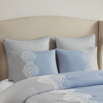 King Gray and Blue Reversible Microfiber Comforter Set