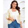 Coolmee Women's Plus Size 3/4 Sleeve Cardigan Lightweight Casual Open-Front Cropped Shrug Sweaters for Women - 3 of 4