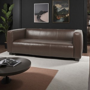 84" Upholstered 3-Seater Sofa with Tuxedo Design & Wood Legs - 1 of 4