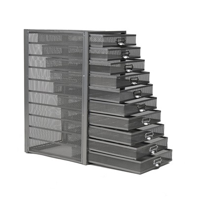 Mind Reader Mesh 10 Drawer Cabinet, Silver