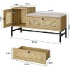 Rattan Storage Bench with Drawer & Adjustable Shoe Rack - Entryway Organizer with Cushion for Hallway, Bedroom - 2 of 4