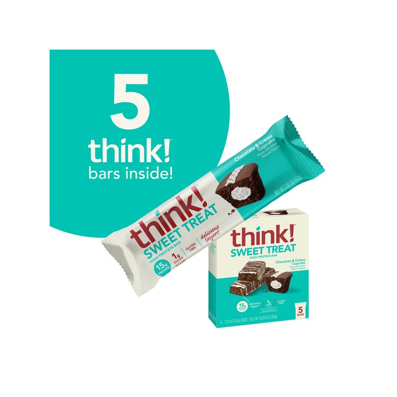 THINK! Chocolate &#38; Cr&#232;me Cupcake Protein Bar - 10.05oz/5ct, 5 of 8