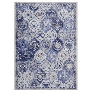 Fulvari Washable Area Rug Vintage Trellis Accent Rug with Non-Slip Backing, Farmhouse Floral Print Indoor Carpet,Bedroom, Kitchen - 1 of 4