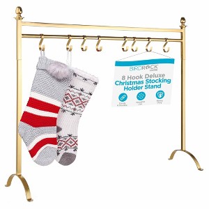 BIRDROCK HOME 8 Hook Deluxe Christmas Stocking Holder Stand - Heavy Duty Freestanding Rack with Removable Stocking Hooks - Gold (Gold) - 1 of 4