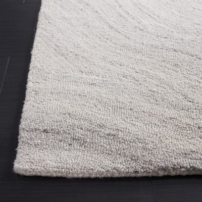 Light Grey and Beige Abstract Wool Square Rug