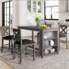 ChicFurnit Dining Sets Counter Height Bar Table Set with Storage Shelf and Chairs for Kitchen Dining Room, Gray, 63.58"*33.86"*4.13" - 2 of 4