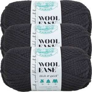 (3 Pack) Lion Brand Wool-Ease Thick & Quick Yarn - Black - 1 of 3