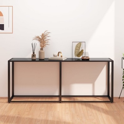 Vidaxl Console Table Black 70.9 In.x13.8 In.x29.7 In. Tempered Glass ...