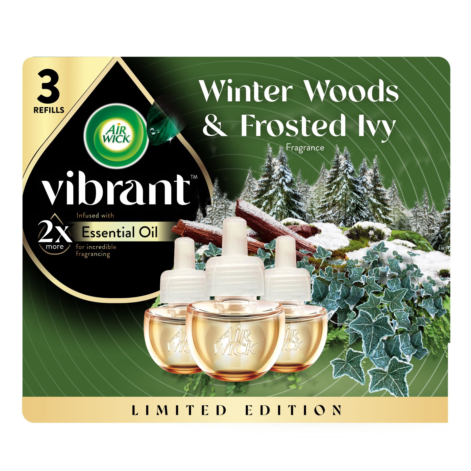 Air Wick Scented Oil Vibrant Air Fresheners - Winter Woods & Ivy - 3ct