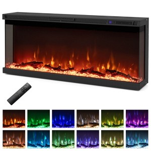 Costway 40" Wide 3-Sided Electric Fireplace Insert with Remote Control 12 Flame Colors - 1 of 4