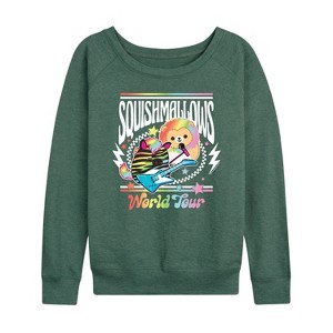 Women's - Squishmallows - World Tour Lightweight French Terry Wide Neck Long Sleeve Shirt - 1 of 4