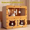 Hrinhom 17.7"W 2-Storey Wood Cat Villa with Scratching Boards+4 Toy Pendants - 4 of 4