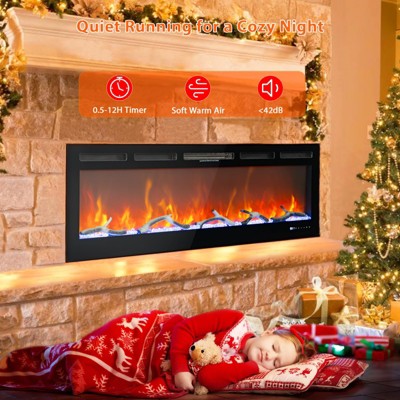 GustoWave 60 Inch Smart WiFi Fireplace Recessed and Wall Mounted, Linear Fireplace with App & Remote Control,12 Adjustable Flame Colors, 5 Brightness