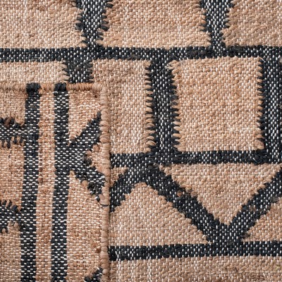 Handmade Natural and Charcoal Wool Flatweave Area Rug
