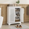 ORRD White Two-Door Rattan Storage Cabinet with Adjustable Partition, Medieval Modern Buffet Cabinet - 4 of 4