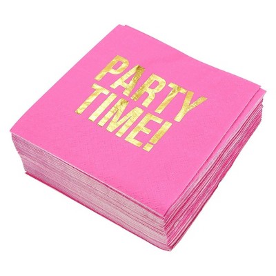 Blue Panda 50 Pack Party Time Disposable Napkins For Birthday Party, Pink