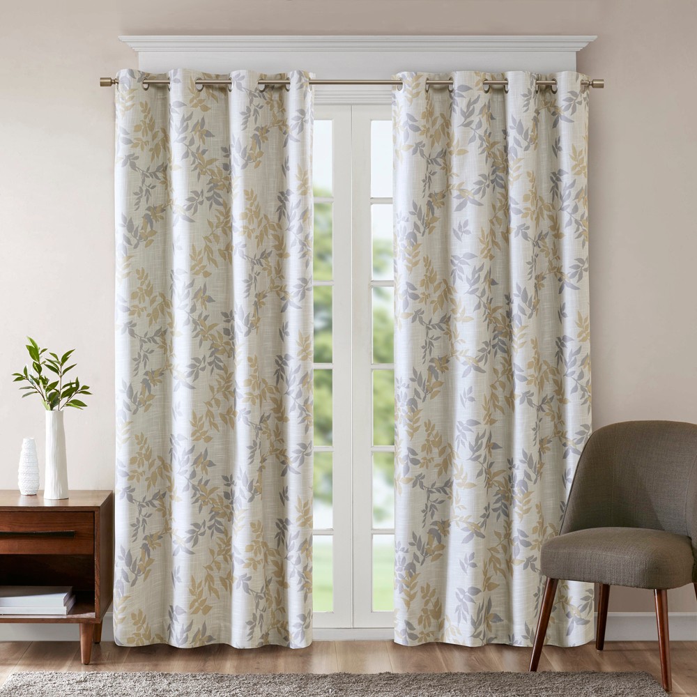 Photos - Curtains & Drapes 84"x50" Lila Printed Botanical Blackout Panel Yellow