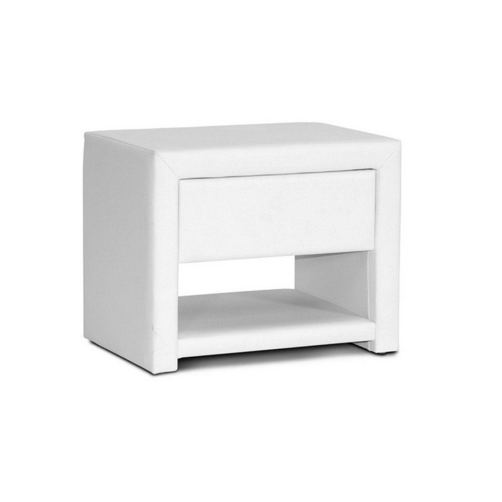 Photos - Storage Сabinet Massey Upholstered Modern Nightstand White - Baxton Studio