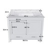 GDFStudio Maia 43" Modern Sintered Stone Carrara Bathroom Vanity with Ceramic Sink, 2 Doors and 1 Drawer, White - 3 of 4
