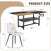 71" Modern Black Square Dining Table Set with Storage Shelf and 6 PU Upholstered Armless Chairs, Ideal for Kitchen or Apartment -3irtyhousy - 4 of 4