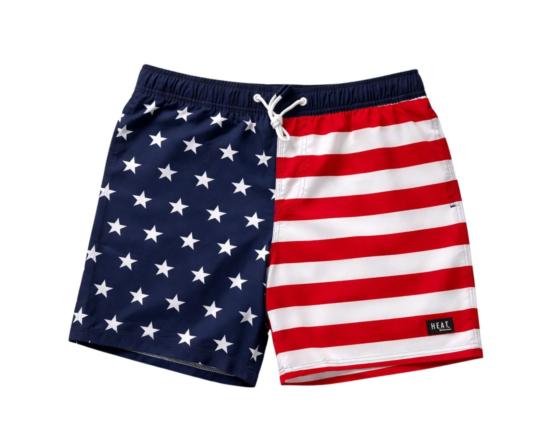 Heat Swimwear Mens American Flag Board Shorts Swimsuit- Flag