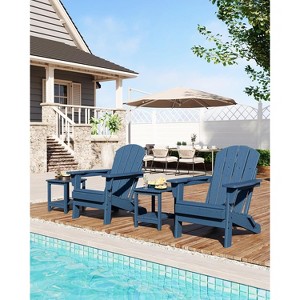 Folding Adirondack Chair, HDPE Outdoor All-Weather Fire Pit Chairs, Outdoor Wooden Lounge Chair, Modern Lounger Adirondack Chairs Ergonomic - 1 of 4