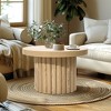 LuxenHome Brown Wood Fluted Round Coffee Table - 2 of 4