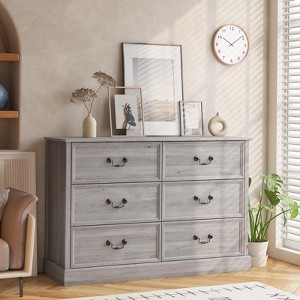 6 Drawers Dresser for Bedroom, Wood Dresser Chest of Drawers Organizer Storage - 1 of 4