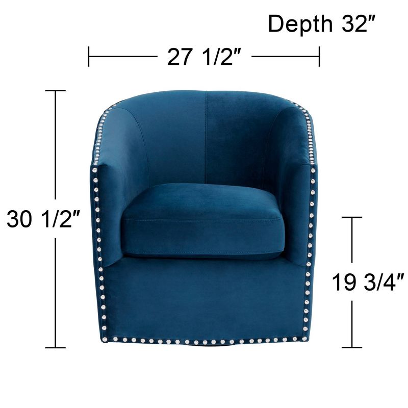 Studio 55D Fullerton Nail Head Trim Navy Blue Swivel Accent Chair, 4 of 10