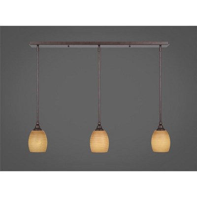 Toltec Lighting Any 3 - Light Chandelier in  Bronze with 5" Cayenne Linen Shade