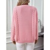 Womens Sweater Tops Cable Knit Round Neck Casual Pullover Sweater - 3 of 4